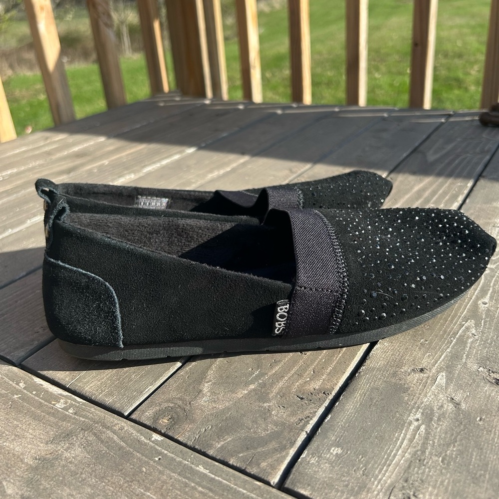 BOBS from Skechers Womens Luxe Fashion Slip-On Flats Black Suede Leather Size 9 - Picture 6 of 10